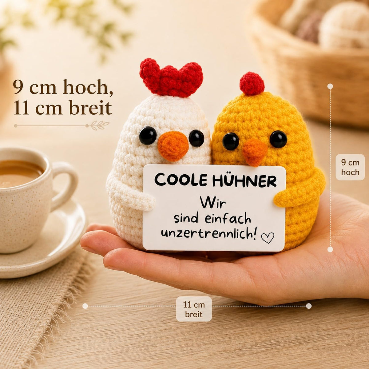 Coole Hühner – 9 cm hoch, 11 cm breit