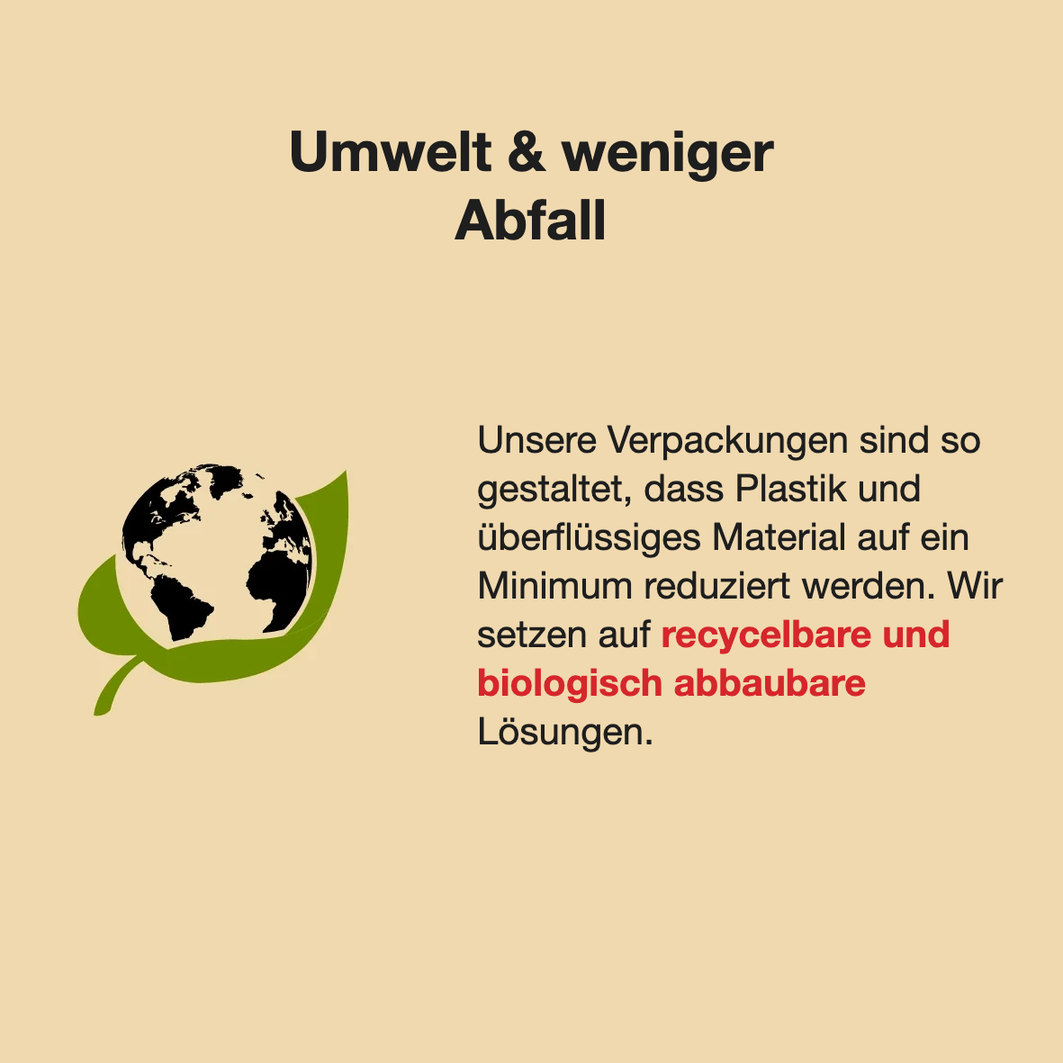 Umwelt & weniger Abfall